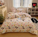 Gaeaspace  -  Cute cartoon dog star bedding set,twin full queen lovely colorful puppy cotton home textile bed sheet pillow case quilt cover