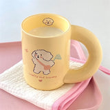 Gaeaspace  -  Design Cream Color Mug Korean Ins Style Cartoon Rabbit Creative Milk Coffee Cup Household Simple Dessert Ice Cream Cup