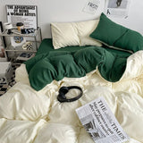 Gaeaspace  -  INS bedding can sleep naked with a four piece set of solid color washed cotton bed sheets and duvet covers