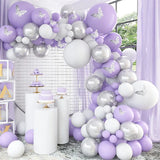 Gaeaspace  -  Macaron Purple Balloons Garland Chain Wedding Birthday Decoration White Macaron Lilac Ballon Arch DIY Baby Shower Decor