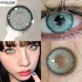 Gaeaspace  -  Blue Cat Lens Prescription Contact Lenses for Eyes with Diopter Fashion Pupils Moypia Eye Natural Color Lenses 2pcs/pair