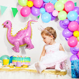 Gaeaspace  -  103 Pieces Dinosaur Party Pink Blue Purple Standing Dinosaur Aluminum Mold Balloon Garland Kit Birthday Baby Shower Decorations