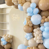 Gaeaspace  -  114pcs Bear Balloon Garland Arch Kit Brown Blue Latex Ballons for We Can Bearly Waits Bear Theme Birthday Baby Shower Decoration