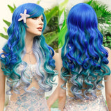 Gaeaspace -   mermaid Wig Long Blue Purple Gradient Wigs for Women Daily Party Halloween Cosplay Synthetic Body Wave Hair Wig