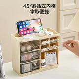 Gaeaspace  -  Kawaii Transparent Desk Organizer Storage Box Handle Drawer Stationery Pen Holder Sticky Note Tape Storage Box Organizer Rack