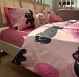 Gaeaspace  -  Fashion cute cartoon cat heart pink bedding set teen,twin full queen king cotton home textile bed sheet pillow case quilt cover