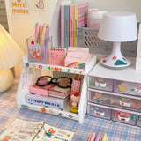 Gaeaspace  -  Kawaii Double Layers Desktop Storage Shelves Stationery Organizers Rack Large-capacity File Storage Tray Office Desk Accessories