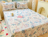 Gaeaspace  -  100% Cotton Bed Sheets Flower Printed Flat Sheet Cover Plaid Lattice Bedspreads Home Textile Without Pillowcase