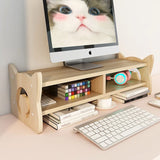 Gaeaspace  -  Office Desktop Computer Monitor Screen Heightened Wooden  Bracket Stand Laptop Cute Raised Shelf Organizer Office Supplies