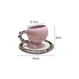 Gaeaspace  -  Fine Ceramic Coffee Cup Saucer Bow Mug English Afternoon Tea Tableware Ceramic Latte Coffee Cup Saucer Breakfast Mug Gifts 160ml