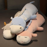 Gaeaspace  -  160CM Cute Soft Long Sheep Cattle Pillow Plush Toys Stuffed Hippo Office Nap Sleep Long Pillow Cushion Gift Doll for Kids Girls