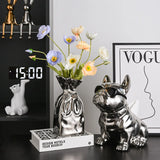 Gaeaspace  -  European Ceramic Silver Vase Pleated Bunched Mouth Hydroponic Flower Ware Living Room Dining Table Floral Vase Wedding Ornament