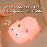 Gaeaspace  -  Pink Hippo Night Light Cute Silicone Night Light USB Charging Touch Timing Pat Lamp Desktop Decoration Children Night Lamp Gift