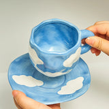 Gaeraspace  -  Korean Mug Ceramic Cute Flower Cup and Saucer Coffee Cup Tea Cup Dish Set Mug Hand Painted Coffee Mugs