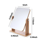 Gaeaspace  -  Dresser Vanity Mirror with Natural Wood Stand, 1x 360 Degree Rotating Magnifying Mirror, Portable Table Countertop Mirror Bathr