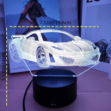 Gaeaspace  -  1pc Car  3D Night Light, 3D Optical Illusion Lamp With Touch, 7-Color Changing Ambient Light For Bedroom