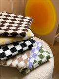 Gaeaspace  -  Classic Checkerboard Cushion with Memory Foam, Non-slip, Jacquard, Lamb, Fleece, Ins, Office, Student, Diamond Chair