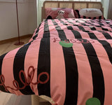 Gaeaspace  -  Fashion stripes polka dot bedding set,full queen king lovely black pink cotton home textile bed sheet pillow case quilt cover