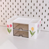 Gaeaspace  -  Ins Desktop Pen Holder Stationery Storage Box with Drawer Container Office School Supplies Kawaii Desk Accessories Pens Holder