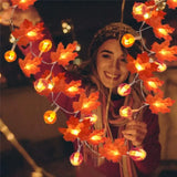 Gaeaspace  -  Halloween Maple Leaf Pumpkin LED String Lights Artificial Autumn Maple Leaves Pumpkin String Light Simulation Leaf String Light