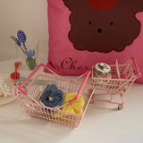 Gaeaspace  -  Ins Cute Pink Trolley Shopping Basket Storage Toy Creative Mini Kawaii Desktop Decoration Gift Dollhouse Furniture Accessories