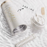 Gaeaspace  -  Lily Of The Valley Design Travel Portable Leakproof Coffee Cup Stainless Steel Insulated Bottle Cold Cup Thermos Cup