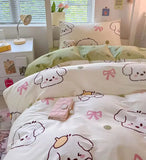 Gaeaspace  -  Cute dog puppy bow green bedding set 1.2 1.5 1.8 2.0,twin full queen king cotton home textile bed sheet pillow case quilt cover