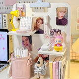 Gaeaspace  -  INS Desktop Book and Stationery Storage Rack Office Note Stickers Pen Holders Student Dormitories Perforated Layered Shelves