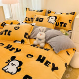 Gaeaspace  -  Winter Warm Plush Duvet Cover Set Queen Bedding Sets Comforter Cover Cartoon Quilt Cover Sheet Pillowcase 4pcs Luxury Bed Linens