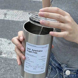 Gaeaspace  -  European Style Vintage Upscale Coffee Cup  Ins Good-looking Stainless Steel Thermos with Straw Niche Water Bottle