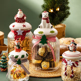 Gaeaspace  -  Christmas Candy Jar Glass Vertical Pattern Sealed Jar Gifts Snack Nut Chocolate Storage Box Food Grade Glass Storage Jar Bottle