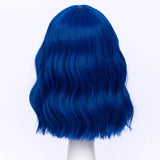 Gaeaspace  -  Short Wavy Blue Bobo Synthetic Cosplay Wigs for Women Orange Red Green Heat Resistant Hair with Bang for Girl