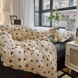 Gaeaspace  -  Korean Style Bedding Set Boys Girls Twin Queen Size Duvet Cover Flat Sheet Pillowcase Bed Linens Kids Adult Fashion Home Textile