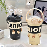 Gaeaspace  -  Cute Thermos For Hot Coffee Tea Travel Mug Stainless Steel Water Bottle Insulated Tumbler Portable Vacuum Flask Thermal Cup450ml