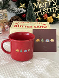 Gaeaspace  -  Creative Red Christmas Tree Graffiti Waisted Ceramic Mug Simple Handle Niche Design Household Heat-resistant Coffee Cup