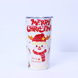 Gaeaspace  -  New Portable Christmas 20oz Car Cup 3d Printed Outdoor Christmas Style Insulated Cup Stainless Steel Double-Layer Coffee Cup Gif