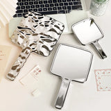 Gaeaspace  -  Ins Liquid Shape Square Mirror Mini Hand-Held Desktop Cosmetic Makeup Mirror Travel Metallic Portable Beauty Mirror For Handbag