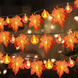 Gaeaspace  -  Artificial Autumn Maple Leaves Pumpkin Garland LED Fairy String Light Christmas Thanksgiving Decoration DIY Halloween Party Home