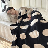 Gaeaspace  -  Two-sided Velvet Nap Cover Blanket Casual Blanket Multi-functional Sofa Blanket Simple Black and White Autumn and Winter Half-s