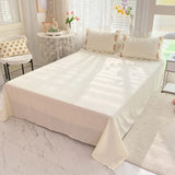 Gaeaspace   -  Korean Style Brushed Floral Chiffon Ruffles Girls Bed Skirt Single Queen Bedding Set Duvet Cover Set Bed Sheet Set Pillowcases