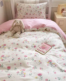 Gaeaspace  -  Cute sweet pink flower bedding set 1.2 1.5 1.8 2.0,twin full queen king cotton home textile bed sheet pillow case duvet cover