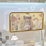 Gaeaspace   -  Kawaii Wall-mounted Storage Box For Underwear Socks Cute Plastic Organizing Boxes Clear Stationery Bathroom Makeup Organizer