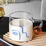 Gaeaspace  -   460ml Creative Scale Glass Mug Breakfast Mlik Coffe Cup Household Couple Water Cup Ball Handle Design Pattern Drinkware Cups