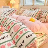 Gaeaspace  -  Winter Warm Plush Duvet Cover Set Queen Bedding Sets Comforter Cover Cartoon Quilt Cover Sheet Pillowcase 4pcs Luxury Bed Linens