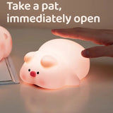 Gaeaspace  -  Pink Piggy Night Light Cute LED Silicone Night Lamp Indoor Atmosphere Pat Lamp Room Decoration USB Children's Night Light Gift