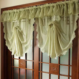 Gaeaspace  -  Blue-green pleated embroidery beautiful balloon curtain pulling window screen finished fan-shaped roman blinds