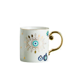 Gaeaspace  -  Creative Ceramic Cup Hamsa Hand of Fatima Evil Blue Eye Turkish Ceramic Coffee Mug Home Breakfast Milk Novelty Cup Couples Gifts