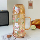 Gaeaspace  -  Kawaii Bunny Glass Tea Pot 1000ml Large Teapot Cute Clear Portable Fruit Juice Flower Tea Cold Heat Resistant Water Kettle Gift