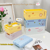 Gaeaspace  -  Cute Desktop Folding Storage Box Organizer Plastic Foldable Box Cosmetics Makeup Organize Storage Basket Toys Storage Box Kawaii