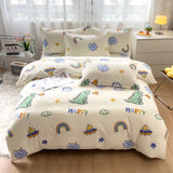 Gaeaspace  -  Cartoon Dinosaur Rainbow Duvet Cover Set 100% Cotton Kawaii Bedding Set Lovely Comforter Covers Sets for Teens Boys Home Decor